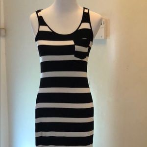 Long black and white tank dress